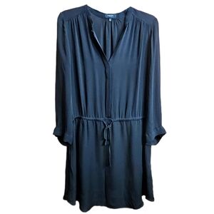 Aritzia Babaton Womens 100% Silk Drawstring Dress Black Size Large Long Sleeve